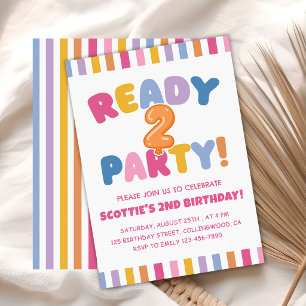 Invitation Prêt pour une fête colorée de 2e anniversaire