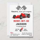 Invitation Prêt set aller rouge voiture de course moderne 4e (Devant)