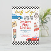 Invitation Prêt, set, Go Race sur la 1ère fête d'anniversaire (Debout devant)
