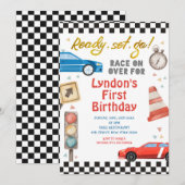 Invitation Prêt, set, Go Race sur la 1ère fête d'anniversaire (Devant / Derrière)