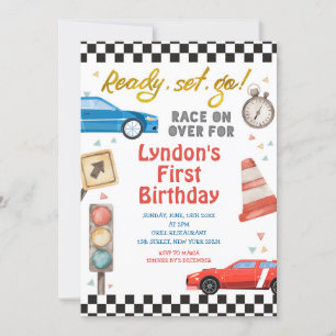 Invitation Prêt, set, Go Race sur la 1ère fête d'anniversaire