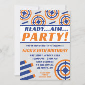 Invitation Prêt, Visez, Fête ! Fête d'anniversaire sur le thè (Devant)