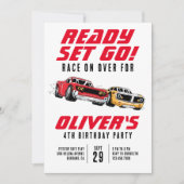 Invitation Prêt ! Voitures fête d'anniversaire (Devant)