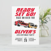 Invitation Prêt ! Voitures fête d'anniversaire (Debout devant)