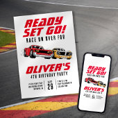 Invitation Prêt ! Voitures fête d'anniversaire