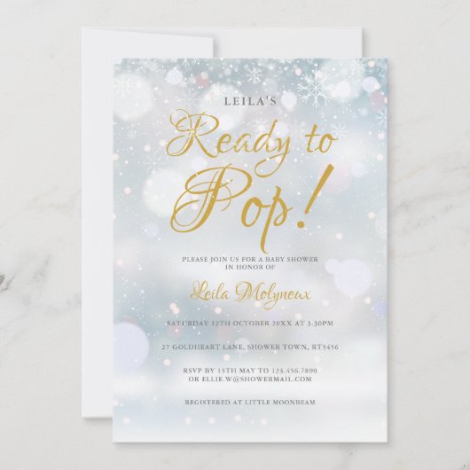Invitation Prête à Accoucher Fête de Bébé Premiers Flocons de (Devant)