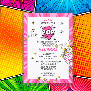Invitation Prête à éclater Baby Shower pour une fille amusant