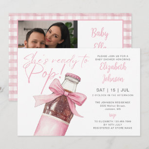 Invitation Prête à éclater Bouteille de soda rose Baby Shower