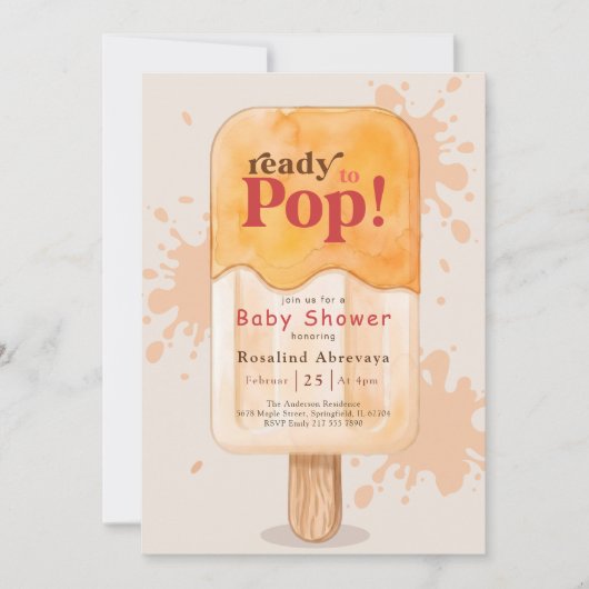 Invitation Prête à éclater Fête de bébé Popsicle aquarelle (Devant)