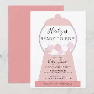 Invitation Prête à éclore Fille Rose Machine à Bubble Gum Béb
