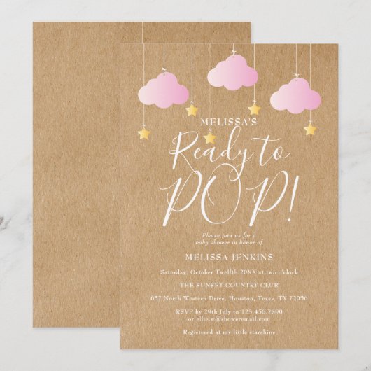 Invitation Prête à éclore Twinkle Twinkle Baby Shower Rustiqu (Devant / Derrière)