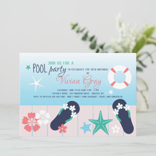 Invitation prête à la fête du pool (Debout devant)