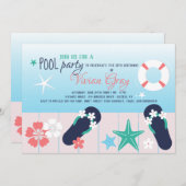 Invitation prête à la fête du pool (Devant / Derrière)
