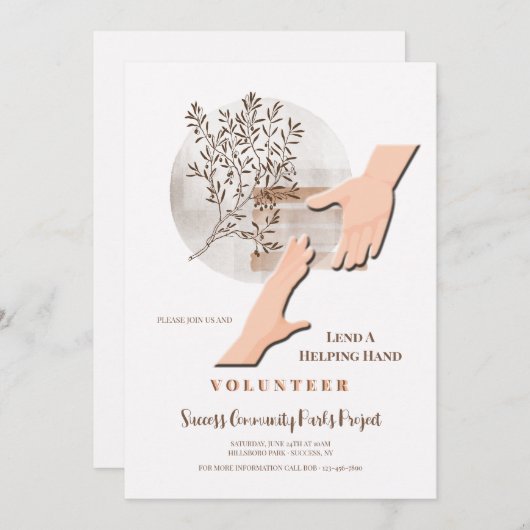 Invitation Prêter Une Main D'Aide (Devant / Derrière)