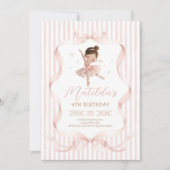 Invitation Pretty Ballerina Pink Bow Ribbon Ballet Birthday (Devant)