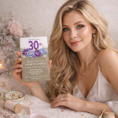 Invitation Pretty Blue and Purple Peony 30th Birthday