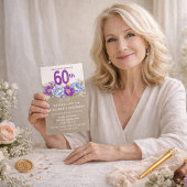 Invitation Pretty Blue and Purple Peony 60th Birthday