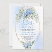 Invitation Pretty Blue Hydrangea Eucalyptus Sweet Sixteen  (Devant)