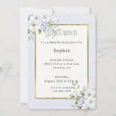 Invitation Pretty Blue White Floral Birthday (Devant)