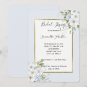 Invitation Pretty Blue White Floral Bridal Shower (Devant / Derrière)