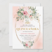 Invitation Pretty Blush Pink Eucalyptus Quinceañera Invite (Devant)
