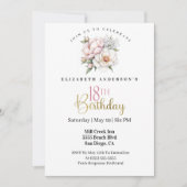 Invitation Pretty Blush Pink Peony Floral 18th Birthday (Devant)