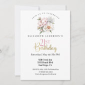 Invitation Pretty Blush Pink Peony Floral 21st Birthday (Devant)