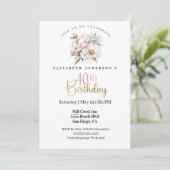 Invitation Pretty Blush Pink Peony Floral 40th Birthday (Debout devant)