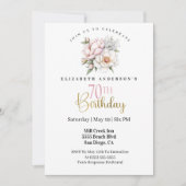 Invitation Pretty Blush Pink Peony Floral 70th Birthday (Devant)