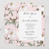 Invitation Pretty Blush Pink White Flowers Bridal Shower (Devant / Derrière)