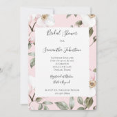 Invitation Pretty Blush Pink White Flowers Bridal Shower (Devant)