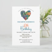 Invitation Pretty Cactus Heart 40th Birthday (Debout devant)