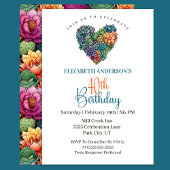 Invitation Pretty Cactus Heart 40th Birthday