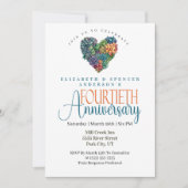 Invitation Pretty Cactus Heart 40th Wedding Anniversary (Devant)