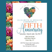 Invitation Pretty Cactus Heart 5th Wedding Anniversary