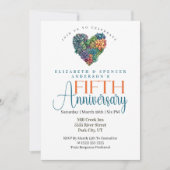 Invitation Pretty Cactus Heart 5th Wedding Anniversary (Devant)