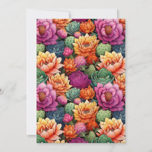 Invitation Pretty Cactus Heart 5th Wedding Anniversary (Dos)