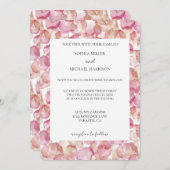 Invitation Pretty Cream Blush Pink Rose Petals Floral Wedding (Devant / Derrière)