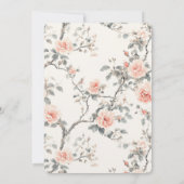 Invitation Pretty Cream Peach Floral Birthday   (Dos)