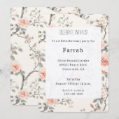 Invitation Pretty Cream Peach Floral Birthday   (Devant / Derrière)