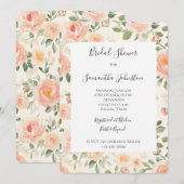 Invitation Pretty Cream Peach Floral Bridal Shower (Devant / Derrière)