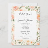 Invitation Pretty Cream Peach Floral Bridal Shower (Devant)