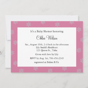 Invitation Pretty Crystal Snowflakes (rose)