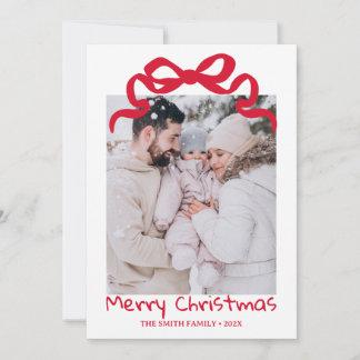 Invitation Pretty cute Christmas Red Bow Photo card 