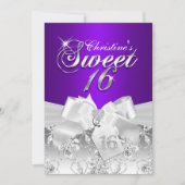Invitation Pretty Diamond Bow Purple Sweet 16 (Devant)