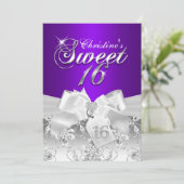 Invitation Pretty Diamond Bow Purple Sweet 16 (Debout devant)