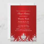 Invitation Pretty Diamond Bow Rouge pour une fête  (Dos)