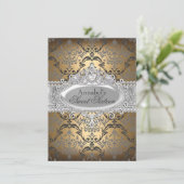 Invitation Pretty Gold & Silver Damask pour un Swe (Debout devant)