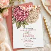 Invitation Pretty Hydrangea Rose 100th Birthday