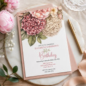 Invitation Pretty Hydrangea Rose 99th Birthday